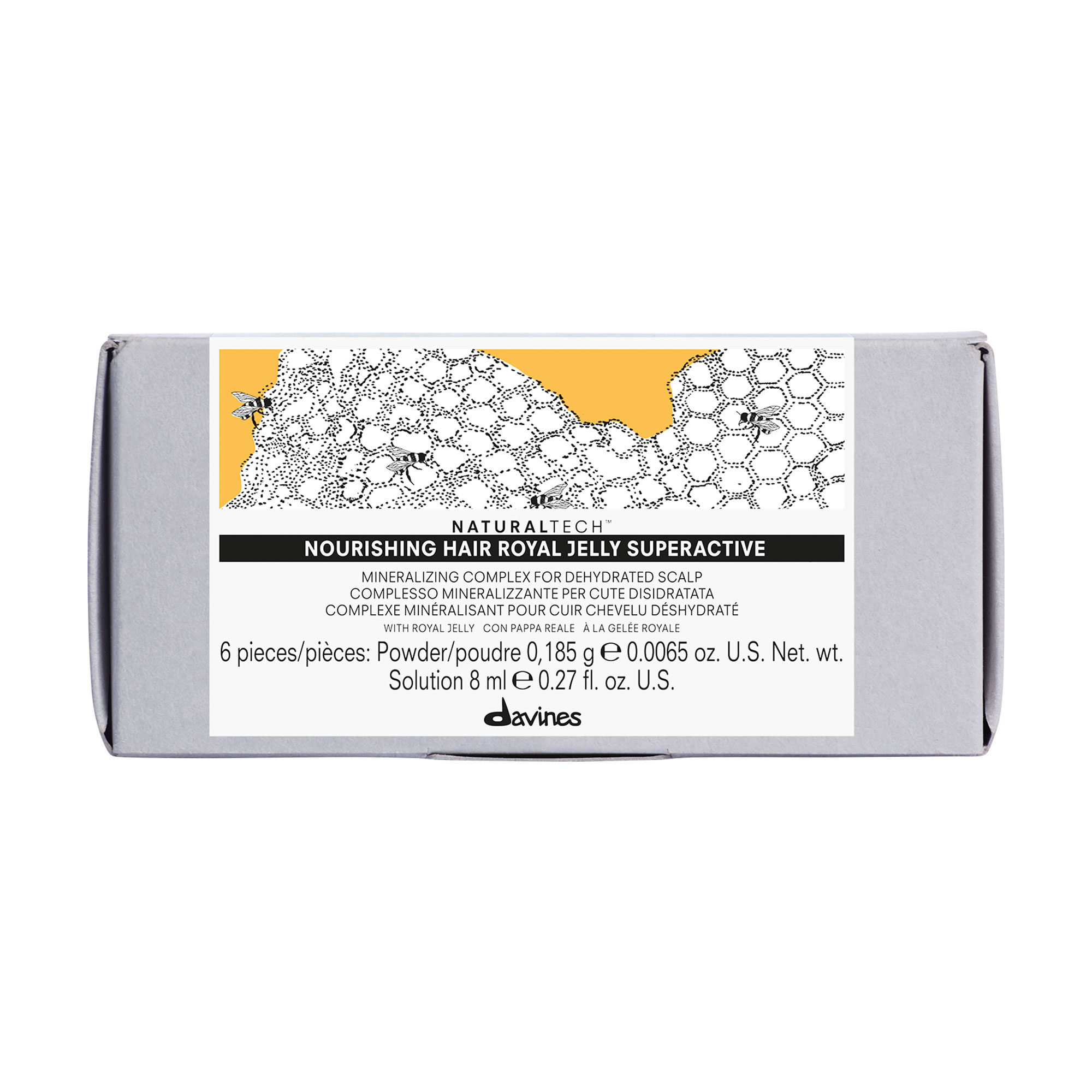 Мінеральний комплекс для зневодненої шкіри голови Davines Naturaltech Hourishing Hair Royal Jelly Superactive, 6*8 мл